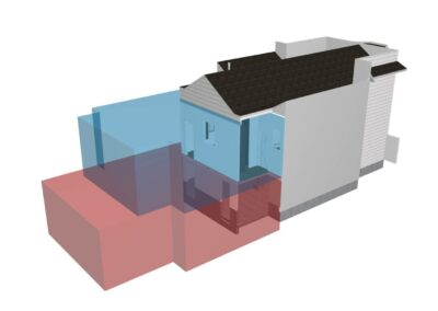 3d render of stack house with 2 stacks