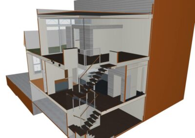 zoomed out 3d render of house